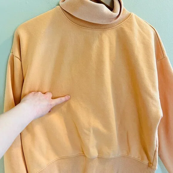 Calia Everyday Fleece Turtleneck Size Medium Apricot Light Orange Sweatshirt - Picture 6 of 10